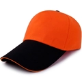 Orange and black two-tone baseball cap with a contrasting brim and stitching - Adjustable / Orange
