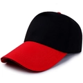 Classic two-tone baseball cap in black and red with reinforced stitching details - Adjustable / Black