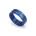 Blue titanium steel ring for couples featuring a male symbol engraving in a matte finish - Size 5 / Women's Style (KR47292-K)