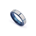 Anello per coppia in acciaio inossidabile con finitura spazzolata e scanalatura blu scuro - Uomo Taglia 6 (KR47302-K)