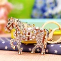 Exquisite golden horse keychain pendant with sparkling white rhinestones for bags - Single OPP Bag Packaging / Success Horse