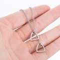 Collier minimaliste en acier inoxydable avec pendentifs étriers argentés polis pour femme - Argent