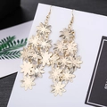 Bohemian gold layered flower drop earrings with elegant metallic tassel design - H4552 Layered Petal