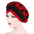 Detail view of the intricate red and black braided texture on this milk silk turban hat - M (56-58cm) / Wine Red + Black