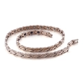 Collana magnetica in acciaio al titanio oro rosa con maglie a croce e pietre - Collana per Magnetoterapia in Oro Rosa (KN38093-K)