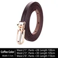 Guida alle taglie per cintura sottile in pelle caffè con fibbia dorata - 105cm / caffè