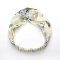 Pale yellow crisscross floral headband with elastic back for women, simple fabric hairwrap - Yellow Floral