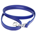 Blue PU leather pet leash with reinforced stitching and durable silver metal swivel hook - Dark Blue