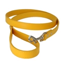Durable yellow PU leather pet leash with sturdy metal spring buckle and rivets - Gold