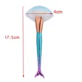 Detailed dimensions of mermaid makeup brush with a 17.5cm length and 4cm brush head width - Single Large Fan Brush Gold