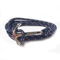 Dark blue nautical braided anchor bracelet with red details and engraved VIKINGS buckle - Blue with Red and White Dots