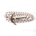 Silver anchor bracelet with red, white and black braided rope and Vikings engraving - White Red and Black