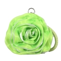 Detail of green silk rose evening bag featuring multi-layer satin petals and metal ring - Fruit Green