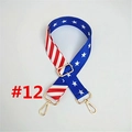 Detail of adjustable wide shoulder strap with American flag pattern and gold metal hooks - #12 US Flag Style / Silver Clasp