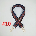 Detail of blue floral ethnic bag strap with adjustable gold lobster clasp hardware - #10 Navy Floral