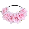 Pink artificial rose elastic headband for American Independence Day party hair accessory - Pink