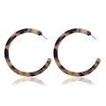 Classic tortoiseshell acrylic C-shaped hoop earrings with a polished finish and reflections - Flat C Leopard (Classic Leopard)