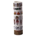 Set aus 6 Rollen Washi Tape mit Vintage-Illustrationen, Kameras und Blumenmustern für DIY - 6 Rollen Set - Charakter Vintage / Set C