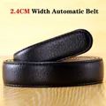 Cintura automatica nera da 2,4 cm in pelle a grana litchi con cuciture fini - 2.4cm Nero Doppia Cucitura