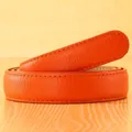 Orange lychee pattern leather belt strap 2.4cm width without buckle for women - 2.4cm Orange Double Stitched