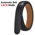 2.8cm wide black leather replacement belt strap with brown inner side and fine texture - 2.8cm Black Double Stitched
