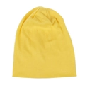 Slouchy yellow cotton knit beanie for kids with soft texture and casual fit - Yellow