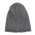 Deep grey slouchy knit cotton beanie for kids, casual winter style on white background - Dark Gray