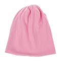 Minimalist pink cotton knit beanie hat for children, soft casual style for boys and girls - Pink