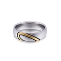 Anello di coppia bicolore in acciaio inossidabile argento e oro con design a cuore - Taglia 6 / Stile Uomo