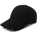 Casquette de baseball en coton noir avec lettrage FASHION blanc sur la visière - Réglable / Noir