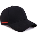 Black cotton baseball cap featuring red side embroidery for a stylish street look - Adjustable / Black (Red Embroidery)