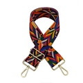 Colorful geometric pattern woven shoulder strap with gold metal buckles for crossbody bags - Rainbow