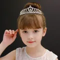 Silver sparkling crystal heart princess crown headband for girls on black background - Silver Plated 4