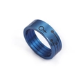 Classic blue titanium steel ring with black etched Venus gender symbols for couples - Size 6 / Men's Style (KR47293-K)