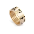 Polished gold titanium steel band ring featuring black female gender symbol engraving - Size 6 / Men's KR47296-K / Men's Gold (♂)