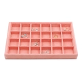 Pink velvet 24-grid jewelry display tray for organizing rings and earrings - 24-Grid Tray