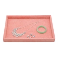 Pink velvet jewelry display tray for necklaces, bracelets and earrings organizer - Empty Tray
