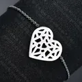 Collar con colgante de corazón hueco minimalista y patrón geométrico en cadena fina - Color Acero