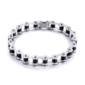 Bracciale da uomo stile catena di bicicletta in acciaio inossidabile argento e nero - Nero Argento