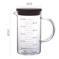 Heat-resistant 500ml borosilicate glass measuring cup with dark wood lid and scale - 500ml Cup with Bamboo Lid