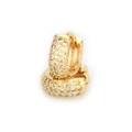 18K gold plated hoop earrings featuring three rows of micro-paved clear cubic zirconia - Small Gold Plated White Zirconia