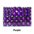 Purple Christmas ball set with matte, glitter, and hollow styles in a clear box - 100pcs Pack / Purple