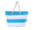 Blue and white striped canvas tote bag with thick rope handles for beach or casual use - Emerald