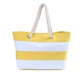 Minimalist canvas tote bag with yellow and white stripes and thick rope handles - Yellow