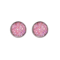 Rosafarbene Glitzer-Ohrstecker aus Edelstahl mit 12mm Galaxie-Effekt - Rosa