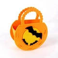 Orange felt Halloween gift bag featuring black bat silhouettes on a yellow moon - Bat / Orange