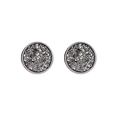 Minimalist 12mm silver stainless steel earrings with dark grey druzy crystals - Gray