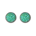 Glinsterende groene galaxy druzy oorknopjes met 12mm roestvrijstalen ronde basis - Groen