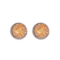 Minimalistische 12mm Edelstahl-Ohrstecker mit runden bernsteinfarbenen Druzy-Quarzsteinen - Orange