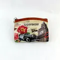 Vintage London print coin purse featuring Big Ben and red rose with metal ring zipper - Style 4#